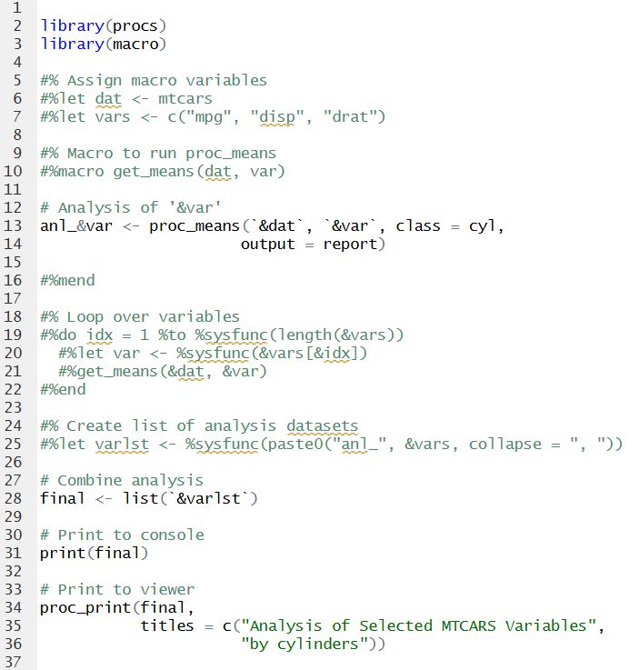 Sample Macro Program
