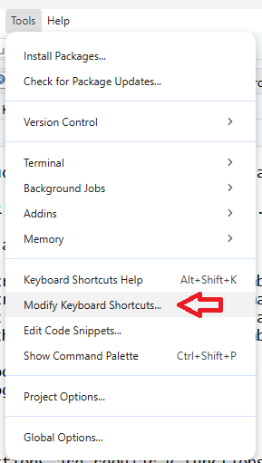 Modify Keyboard Shortcuts menu